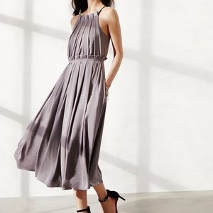 Banana Republic Pleated Grey Halter Dress
